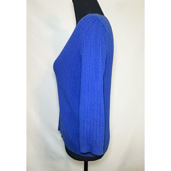 Lauren Ralph Lauren Blue Cable Knit Preppy V-Neck Sweater Women's SMALL - Picture 2 of 12